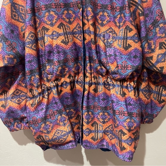 80s Retro Vtg. Reversible Abstract Windbreaker Jacket SM - Picture 7 of 8